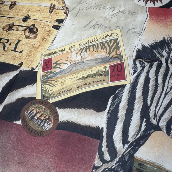 Vintage Ralph Lauren Scarf‎ 33x33 Safari Journal African Animal British India - Picture 5 of 15